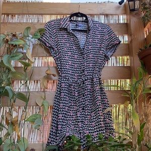 Bunny print button up dress with pockets